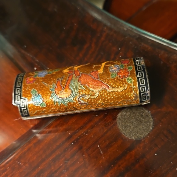 Set of 3 VINTAGE LIGHTER COVERS SILVER TONE & ENAMELED FITS REGULAR BIC LIGHTERS - Picture 6 of 9